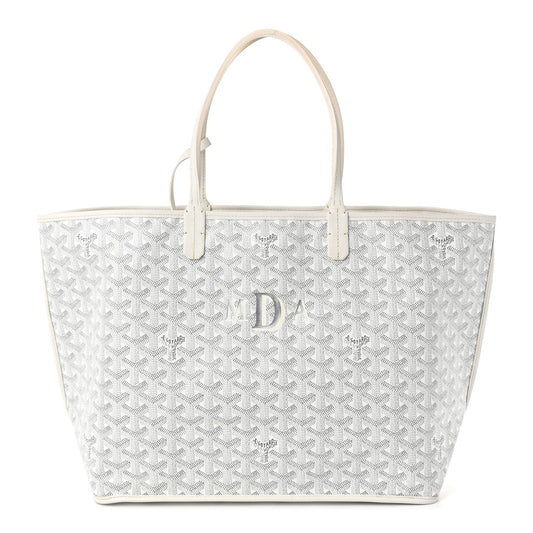 GOYARD Goyardine Reversible Anjou PM Tote – White