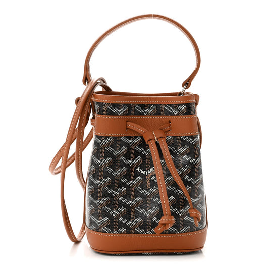 GOYARD Goyardine Petit Flot Mini Bucket Bag – Black / Gold