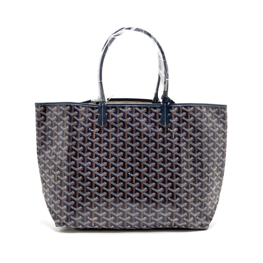 Goyard Saint Louis PM Tote Bag – Navy Blue Goyardine Canvas & Calfskin, Silver Hardware