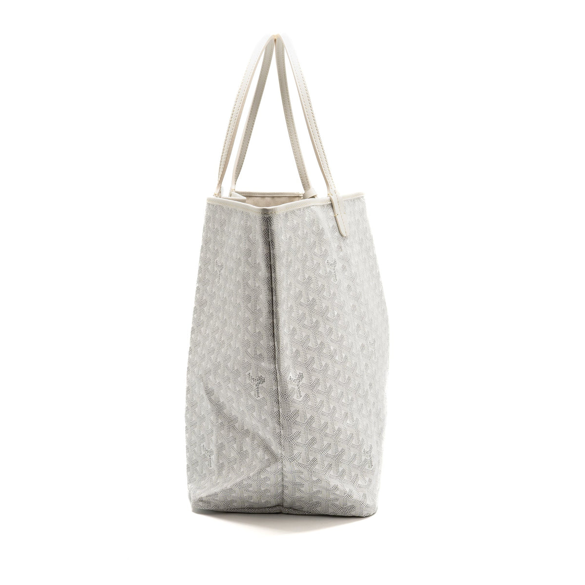 Goyard Saint Louis Tote GM – White Goyardine Canvas & Calfskin, Silver Hardware