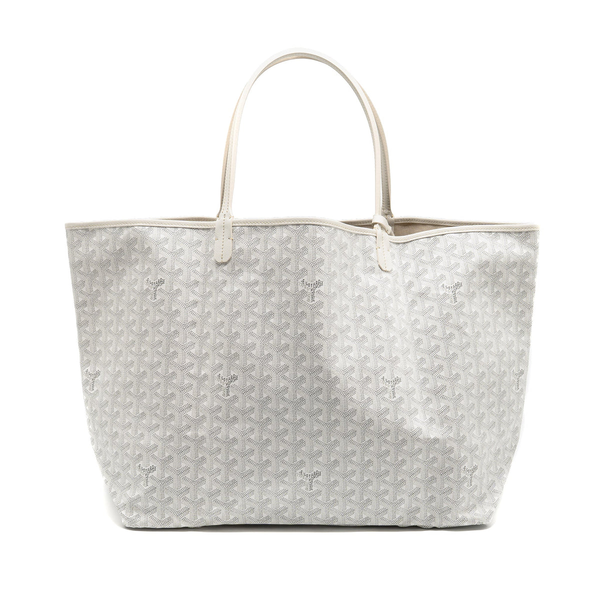 Goyard Saint Louis Tote GM – White Goyardine Canvas & Calfskin, Silver Hardware