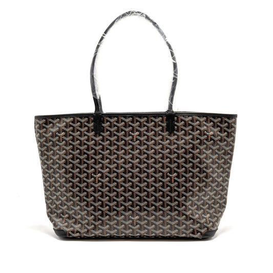 Goyard Artois MM Handbag – Black Goyardine Canvas & Calfskin, Silver Hardware