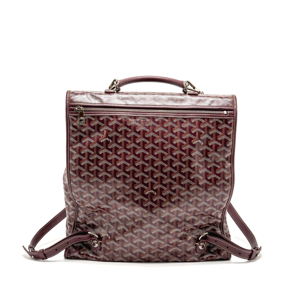Goyard Saint Léger Backpack – Burgundy Goyardine Canvas, Silver Hardware