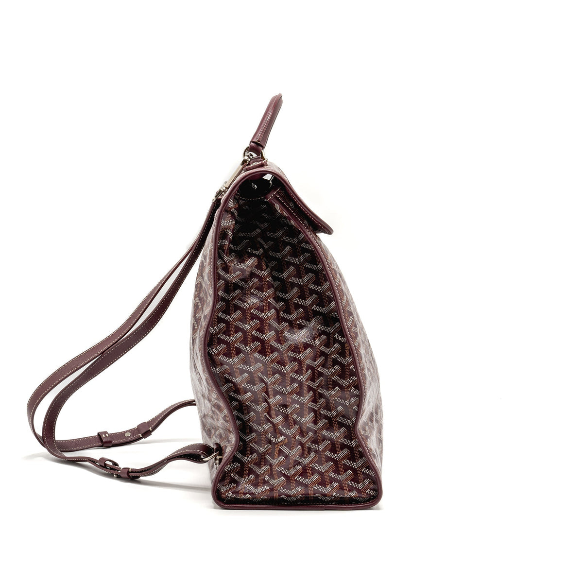 Goyard Saint Léger Backpack – Burgundy Goyardine Canvas, Silver Hardware