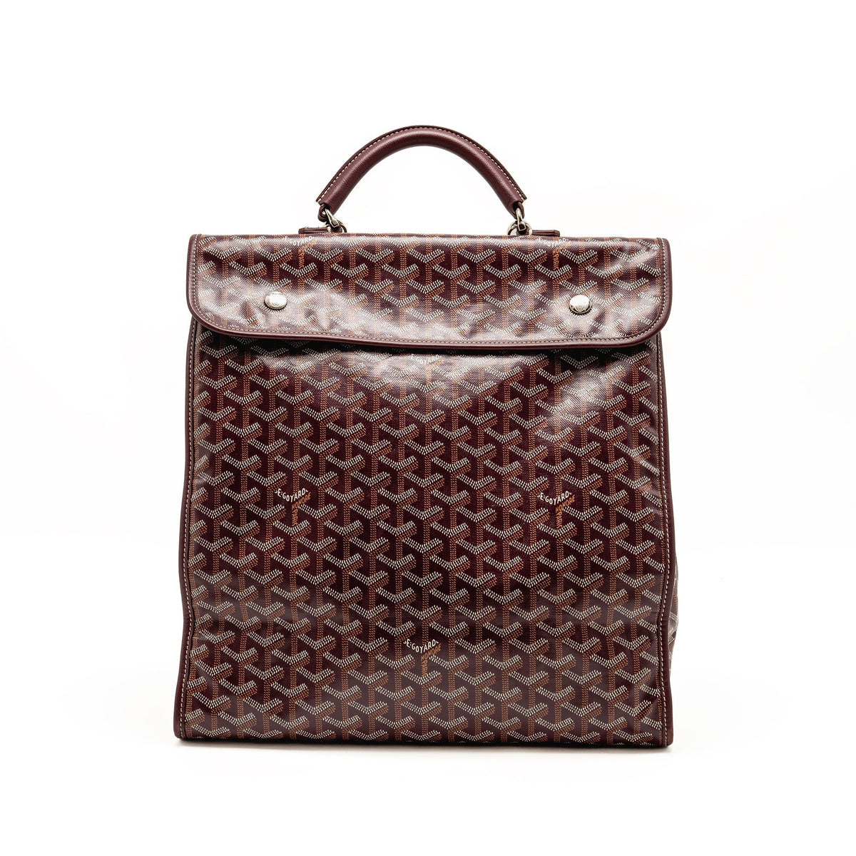 Goyard Saint Léger Backpack – Burgundy Goyardine Canvas, Silver Hardware