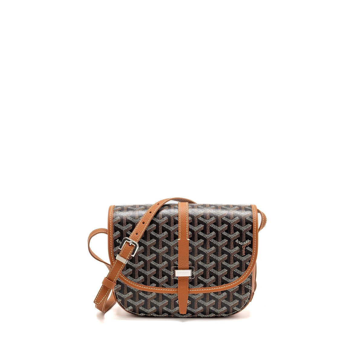 Goyard Belvedere PM Messenger Bag – Black & Tan Goyardine Canvas & Calfskin, Silver Hardware