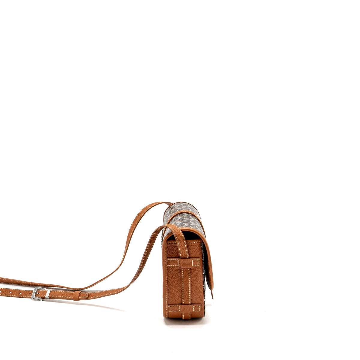 Goyard Belvedere PM Messenger Bag – Black & Tan Goyardine Canvas & Calfskin, Silver Hardware