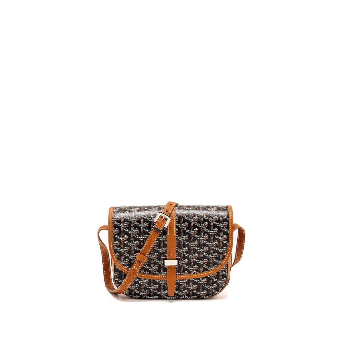 Goyard Belvedere PM Messenger Bag – Black & Tan Goyardine Canvas & Calfskin, Silver Hardware
