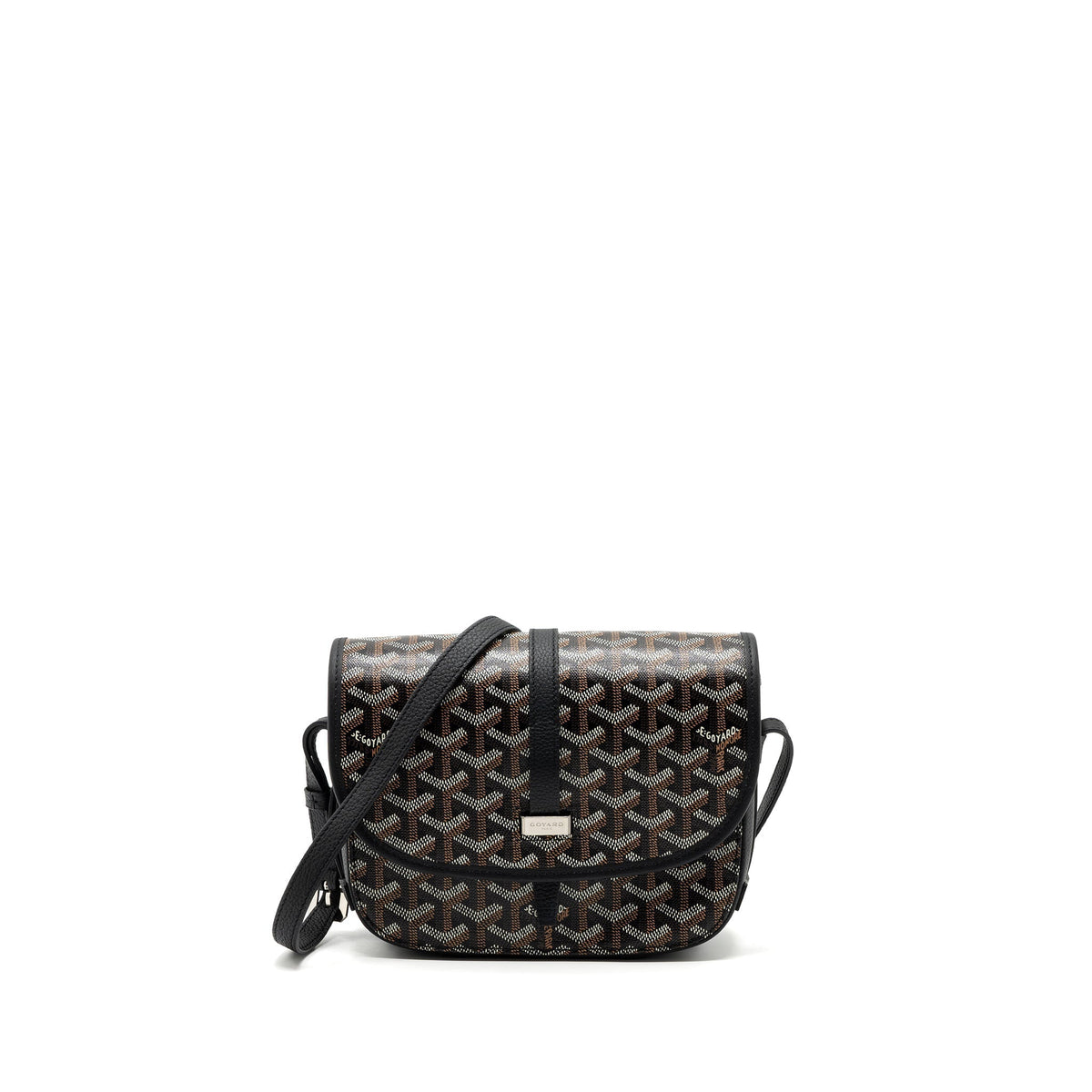 Goyard Messenger Bag – Black Calfskin & Goyardine Canvas, Silver Hardware