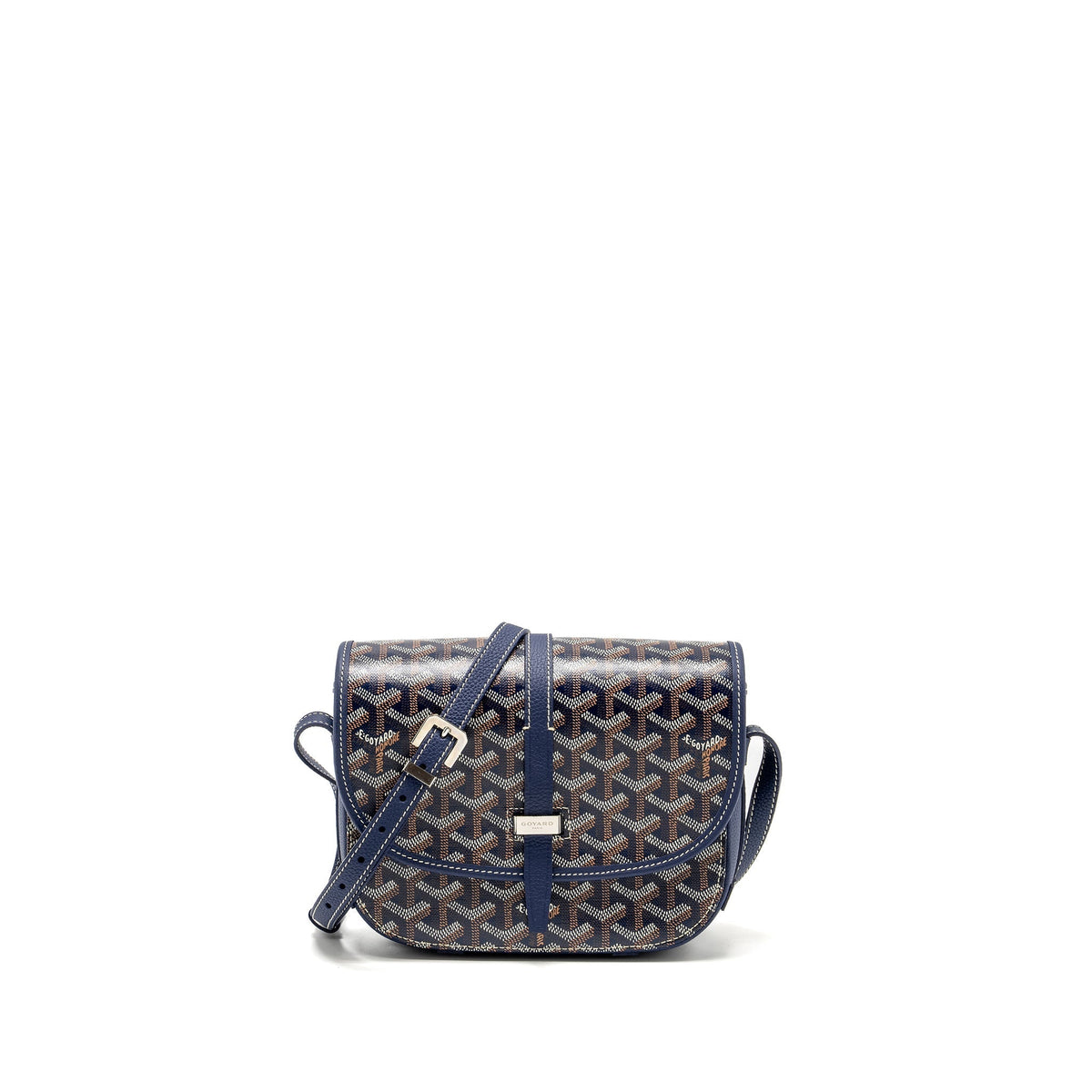 Goyard Belvedere PM Messenger Bag – Navy Goyardine Canvas & Calfskin, Silver Hardware