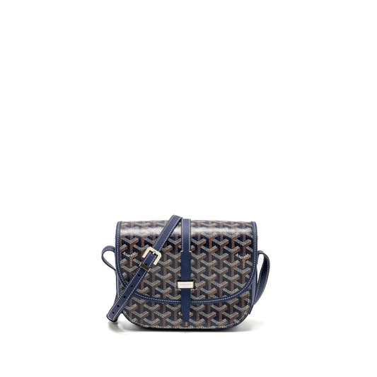 Goyard Belvedere PM Messenger Bag – Navy Goyardine Canvas & Calfskin, Silver Hardware