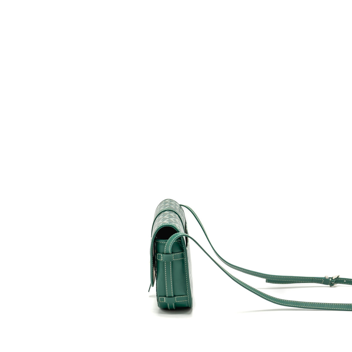Goyard Belvedere PM Messenger Bag – Green Goyardine Canvas, Silver Hardware