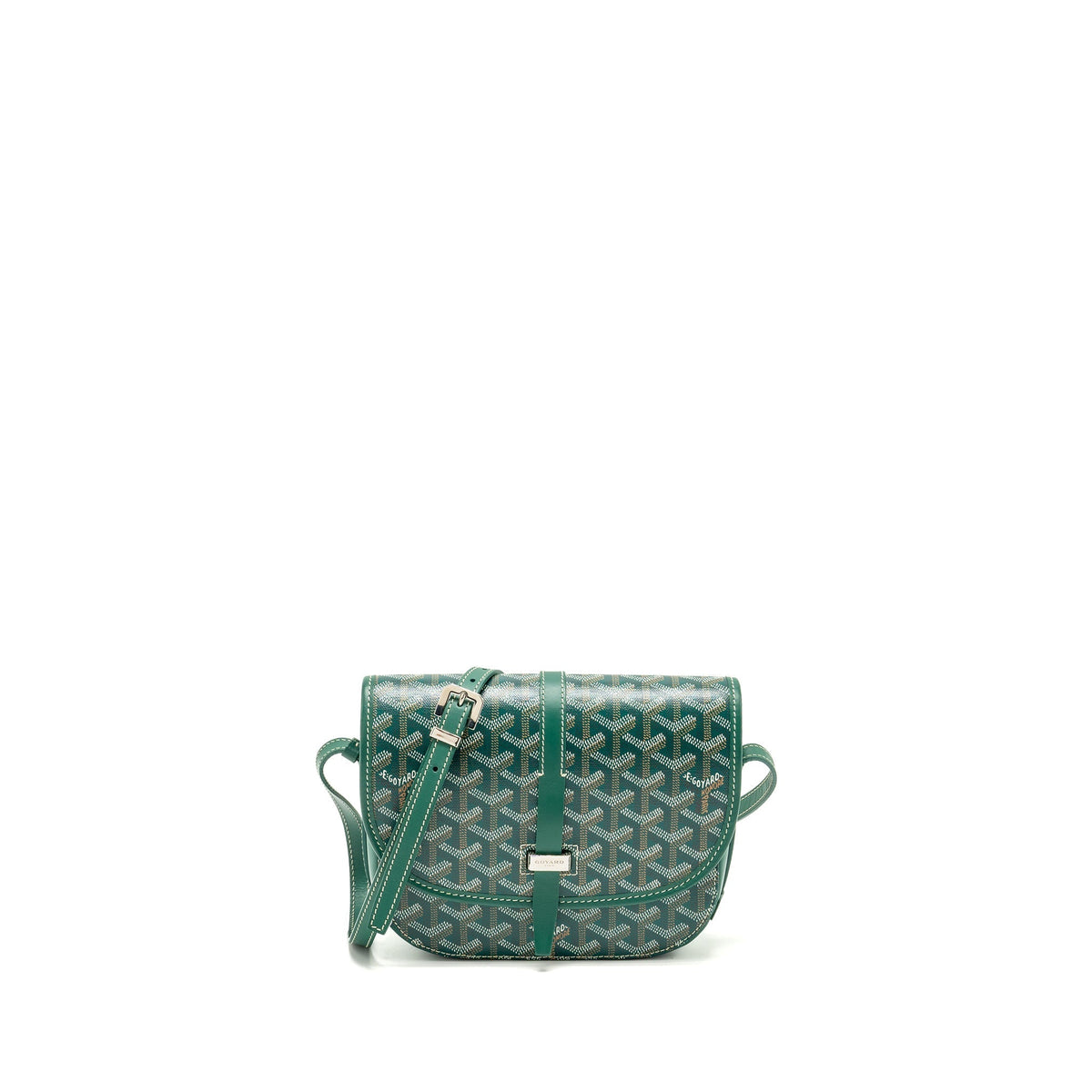 Goyard Belvedere PM Messenger Bag – Green Goyardine Canvas, Silver Hardware