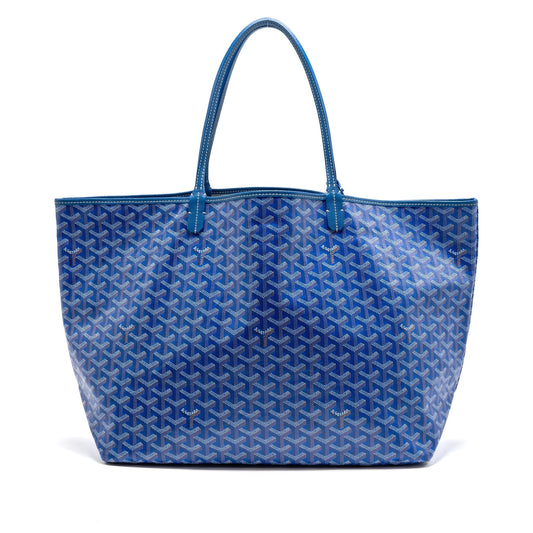Goyard Saint Louis Tote GM – Blue Goyardine Canvas & Calfskin, Silver Hardware
