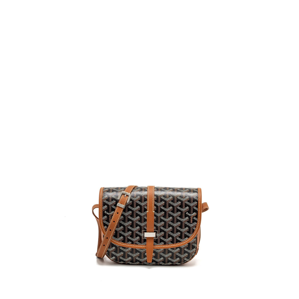 Goyard Belvedere PM Messenger Bag – Black & Tan Goyardine Canvas & Calfskin, Silver Hardware