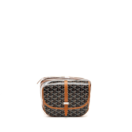 Goyard Belvedere PM Messenger Bag – Black & Tan Goyardine Canvas & Calfskin, Silver Hardware