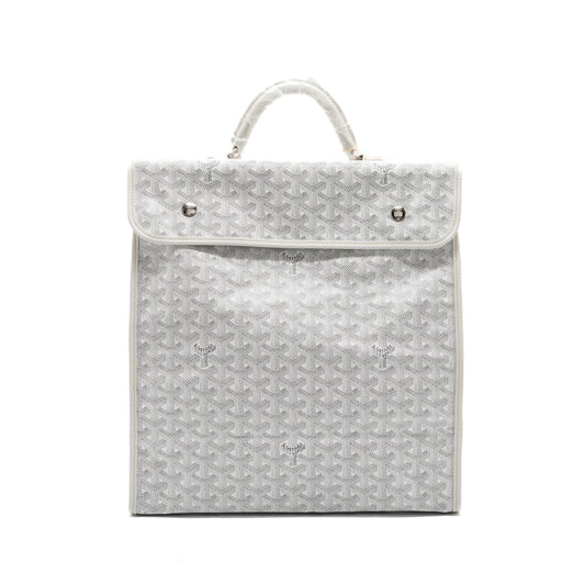 Goyard Saint Léger Backpack – White Goyardine Canvas, Silver Hardware