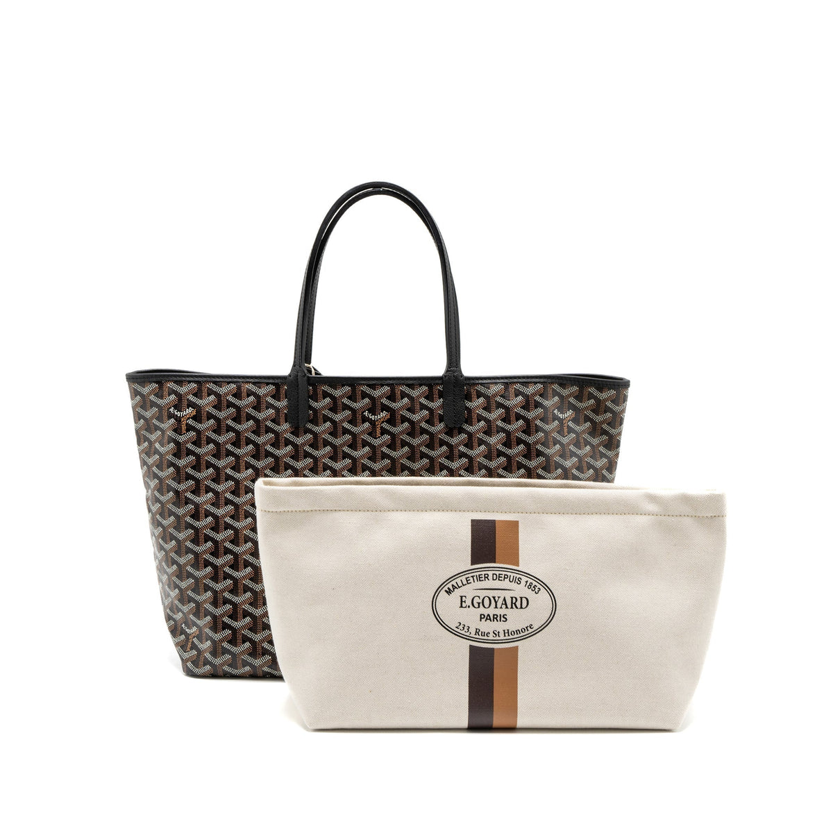 Goyard Saint Louis PM Tote Bag – Black Multicolour Goyardine Canvas, Silver Hardware