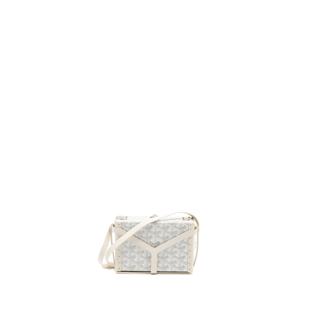 Goyard Minaüdière Trunk Bag – White Goyardine Canvas & Leather, Silver Hardware