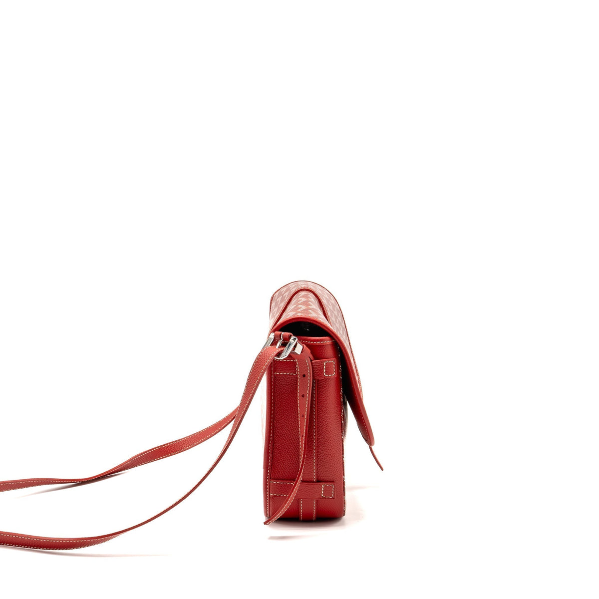 Goyard Belvedere MM Messenger Bag – Red Goyardine Canvas & Calfskin, Silver Hardware