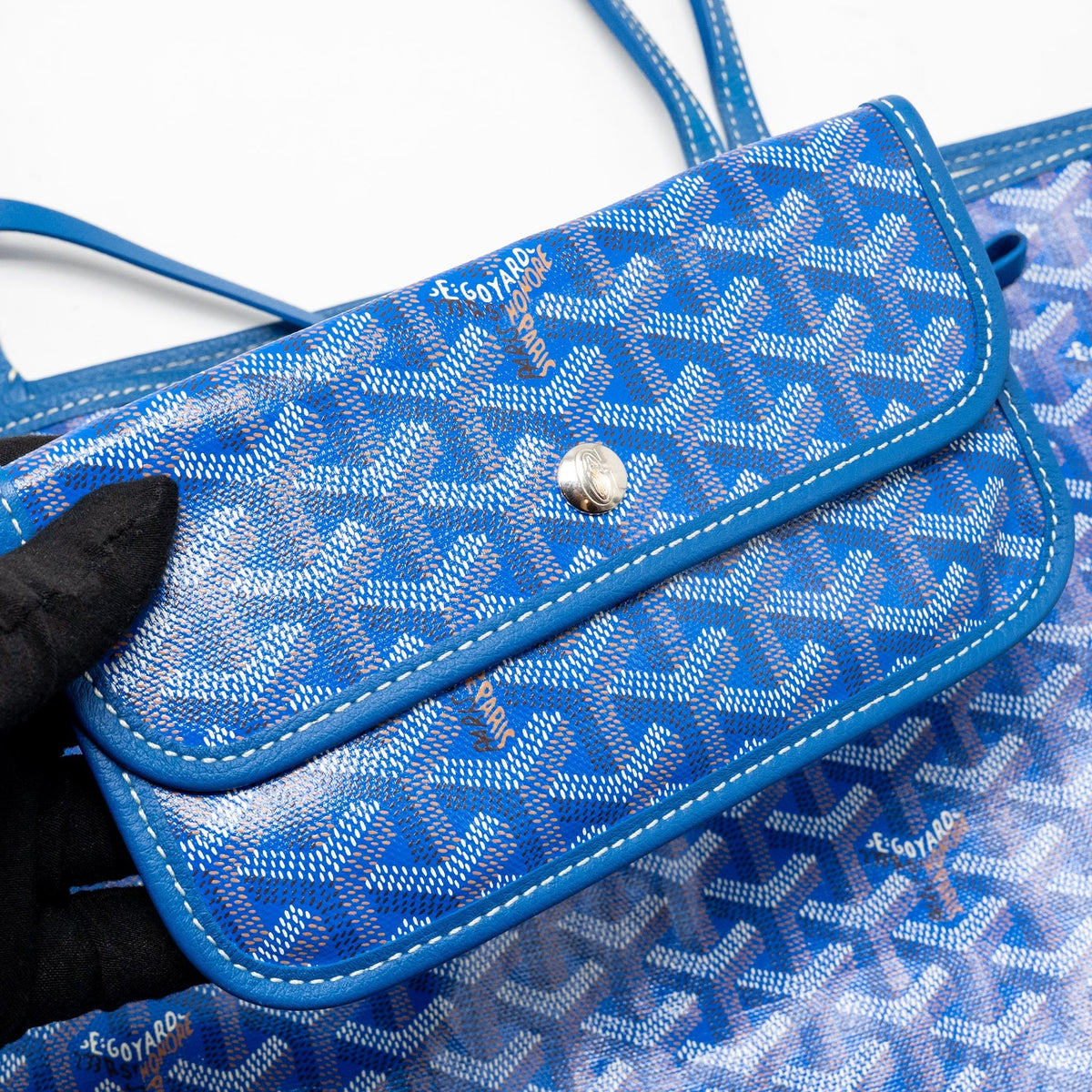 Goyard Saint Louis Tote GM – Blue Goyardine Canvas & Calfskin, Silver Hardware