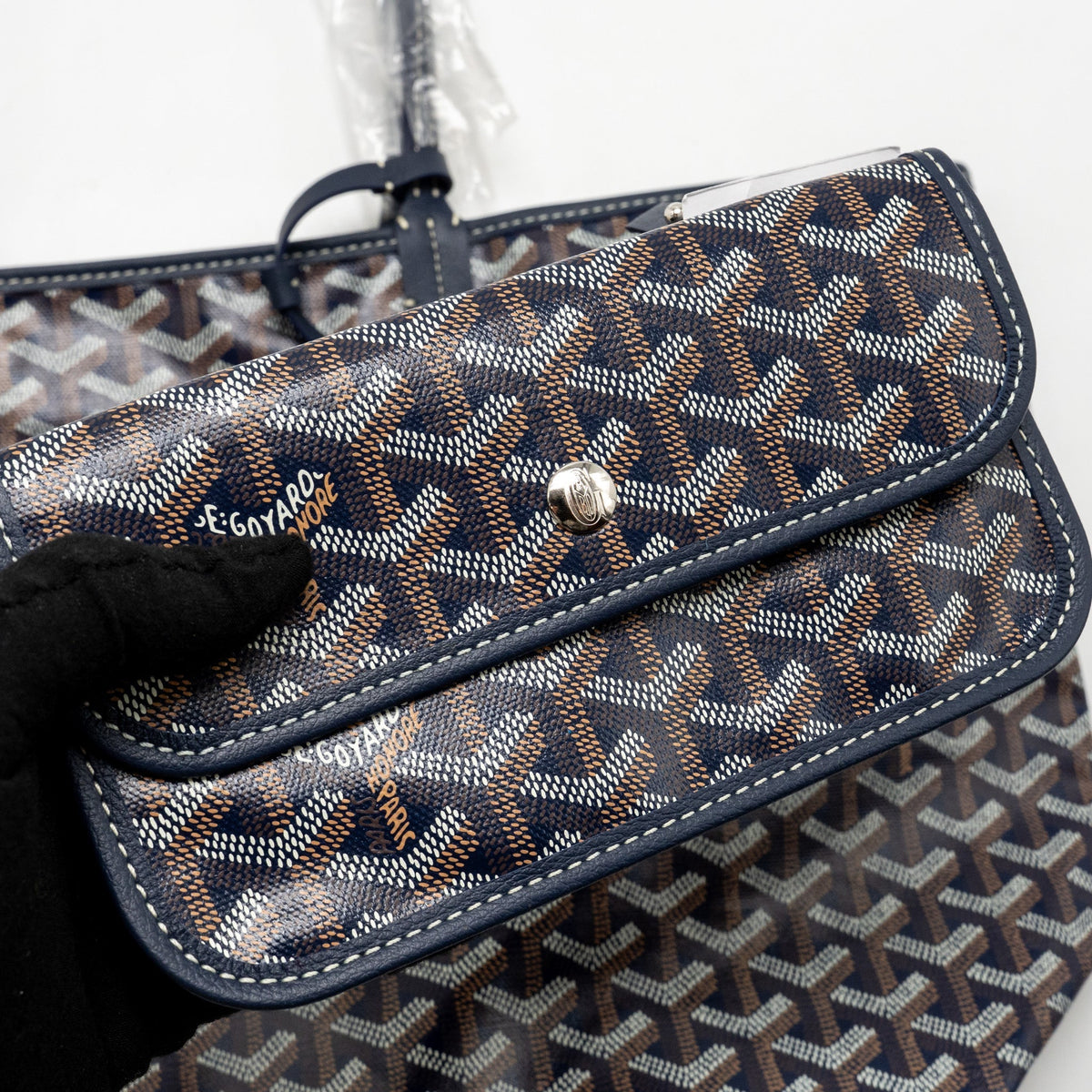 Goyard Saint Louis PM Tote Bag – Navy Blue Goyardine Canvas & Calfskin, Silver Hardware