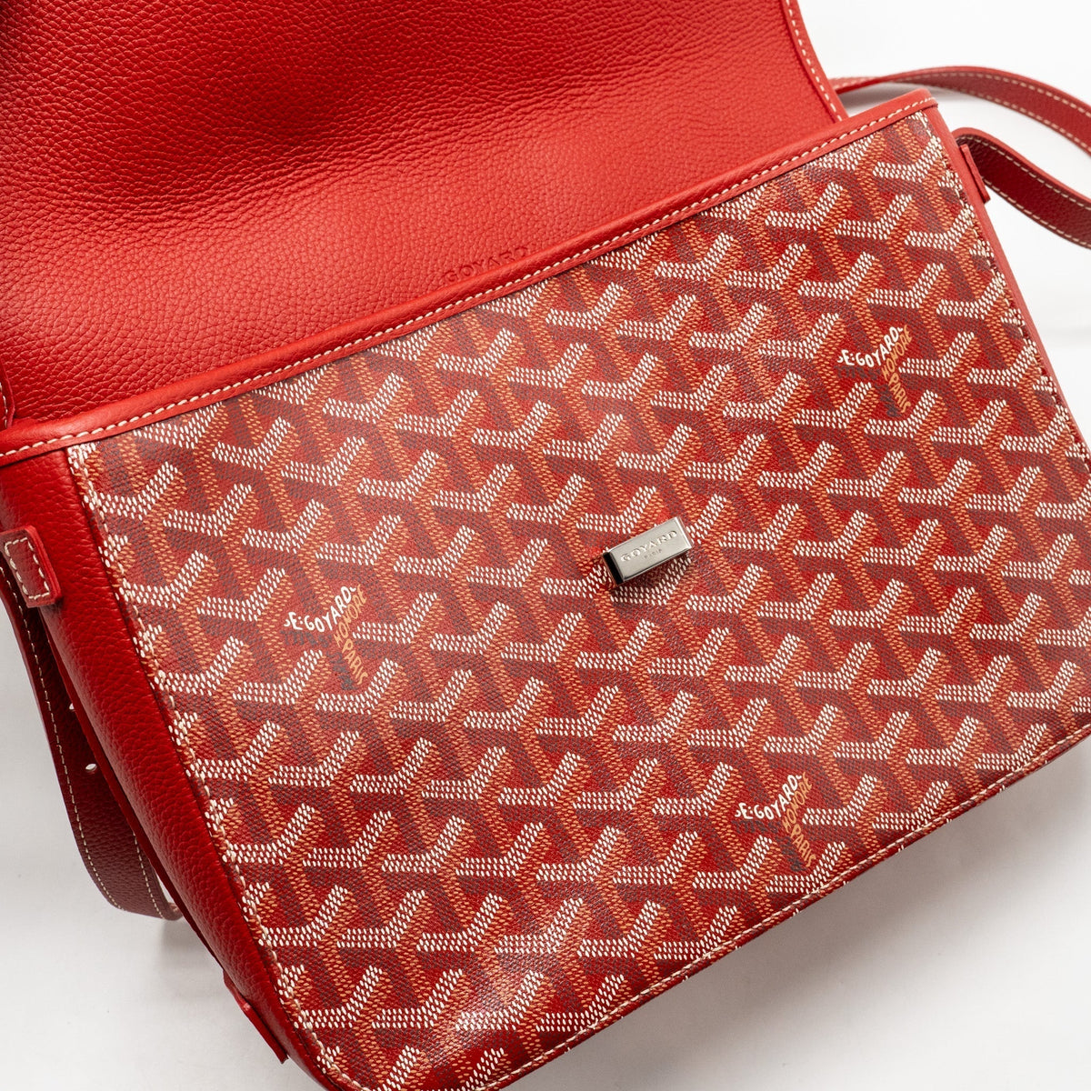 Goyard Belvedere MM Messenger Bag – Red Goyardine Canvas & Calfskin, Silver Hardware