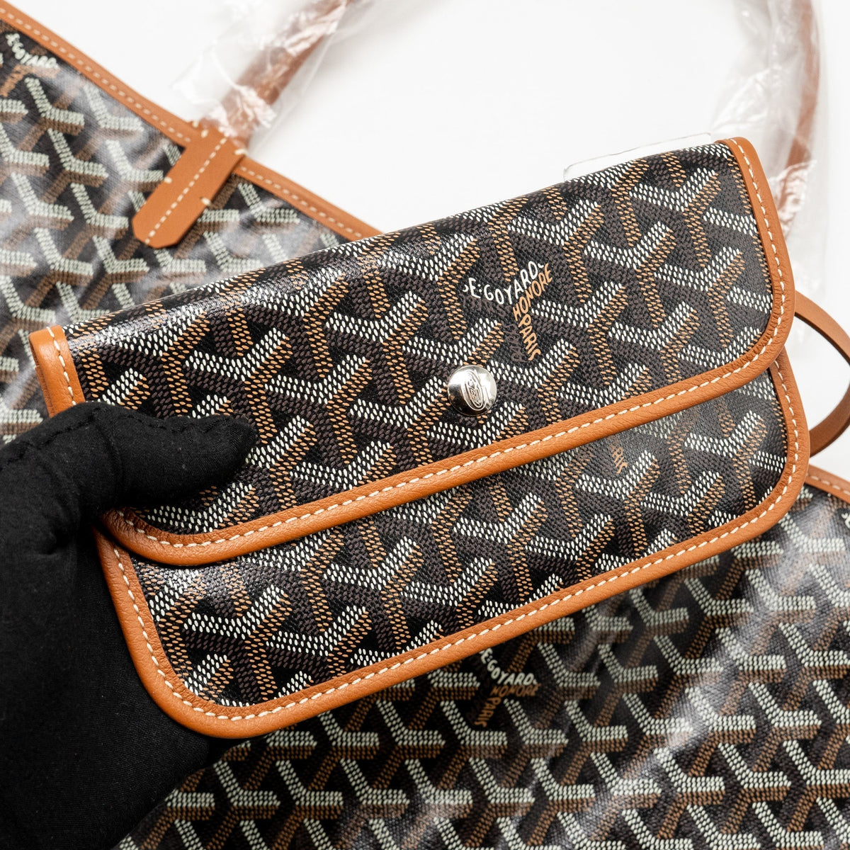 Goyard Saint Louis GM Tote Bag – Black & Brown Goyardine Canvas & Leather, Silver Hardware