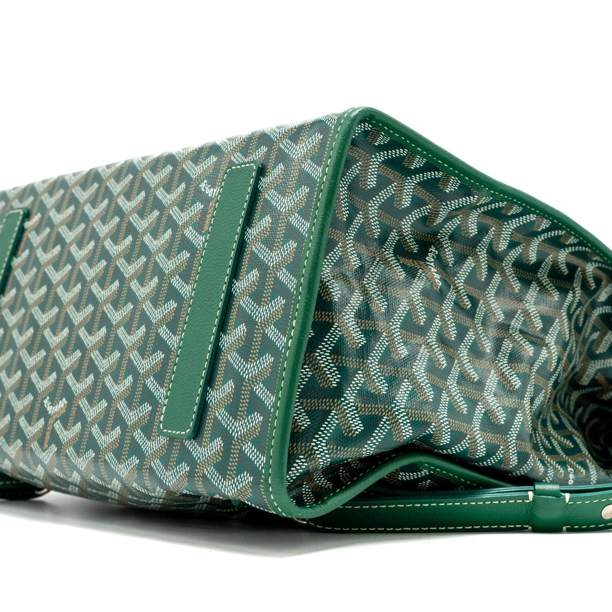 Goyard Saint Léger Backpack – Green Canvas with Bulldog Print, Silver Hardware