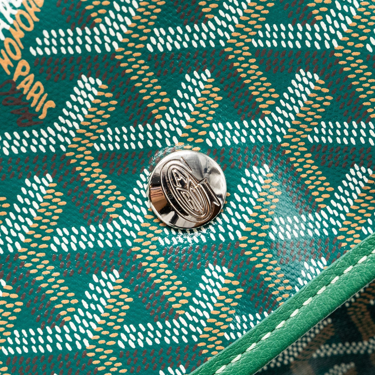 Goyard Saint Léger Backpack – Green Canvas with Bulldog Print, Silver Hardware