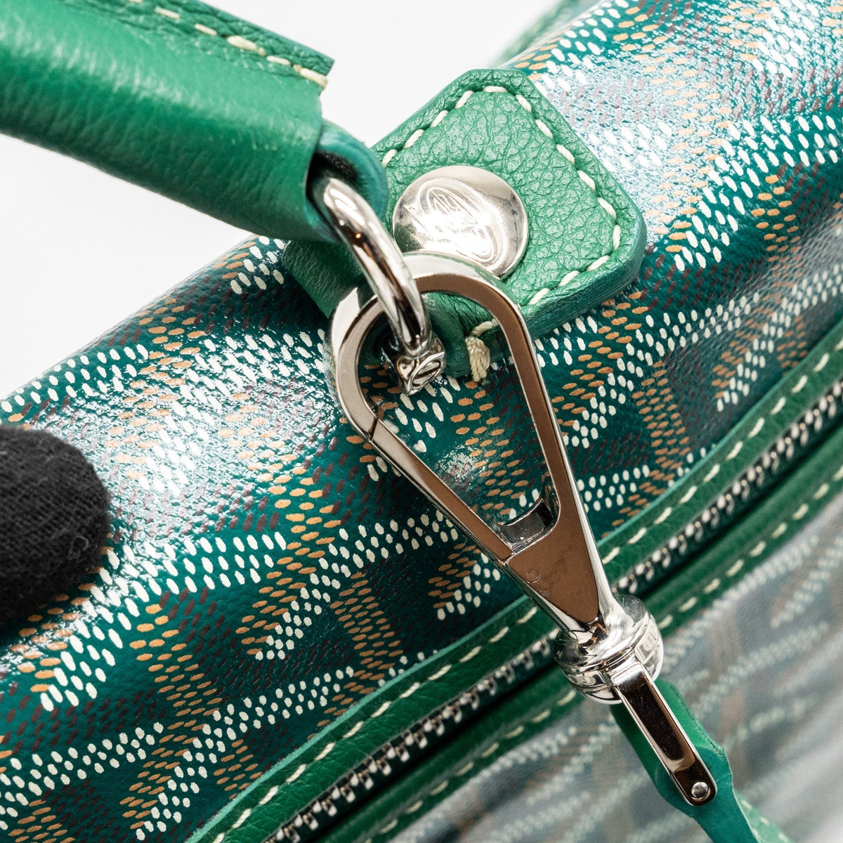 Goyard Saint Léger Backpack – Green Canvas with Bulldog Print, Silver Hardware