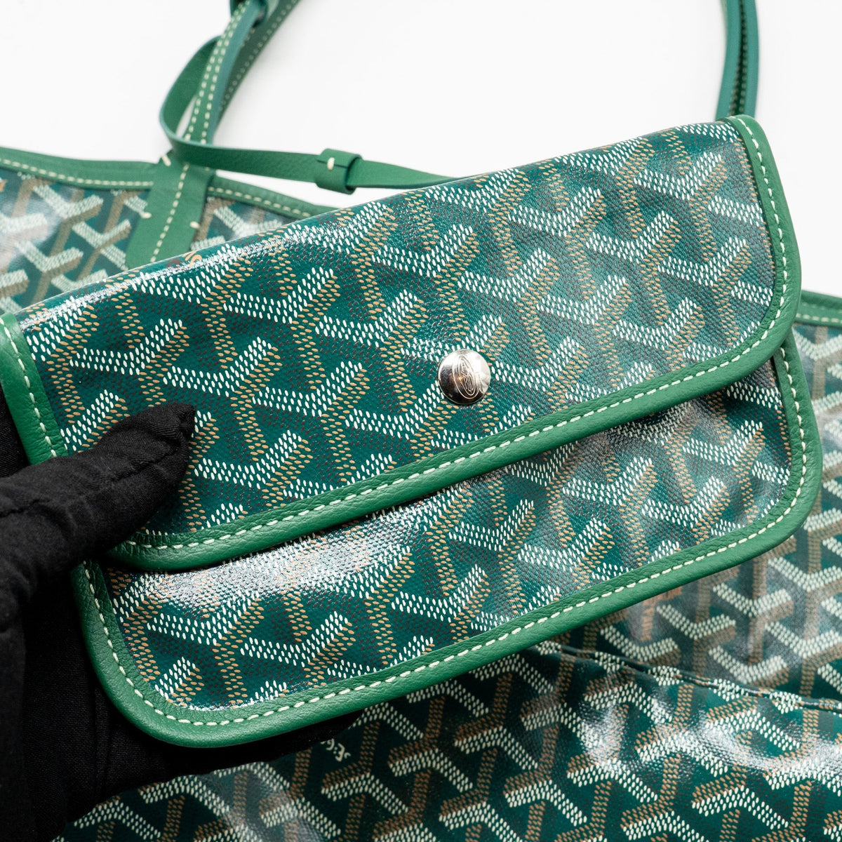 Goyard Saint Louis Tote GM – Green Goyardine Canvas & Calfskin, Silver Hardware