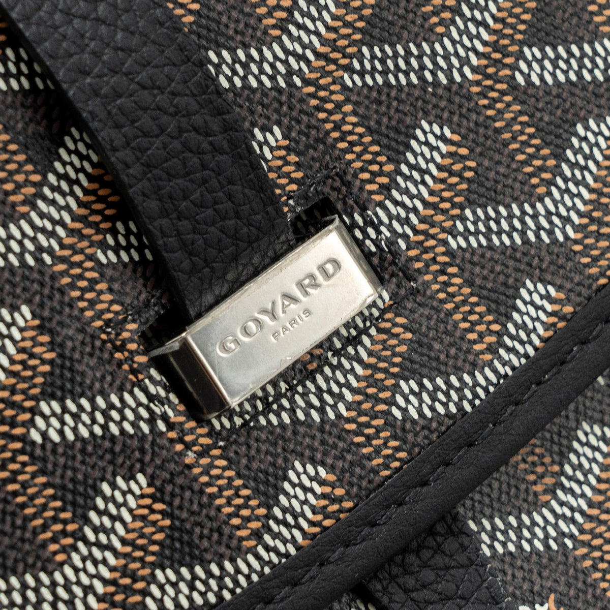 Goyard Messenger Bag – Black Calfskin & Goyardine Canvas, Silver Hardware