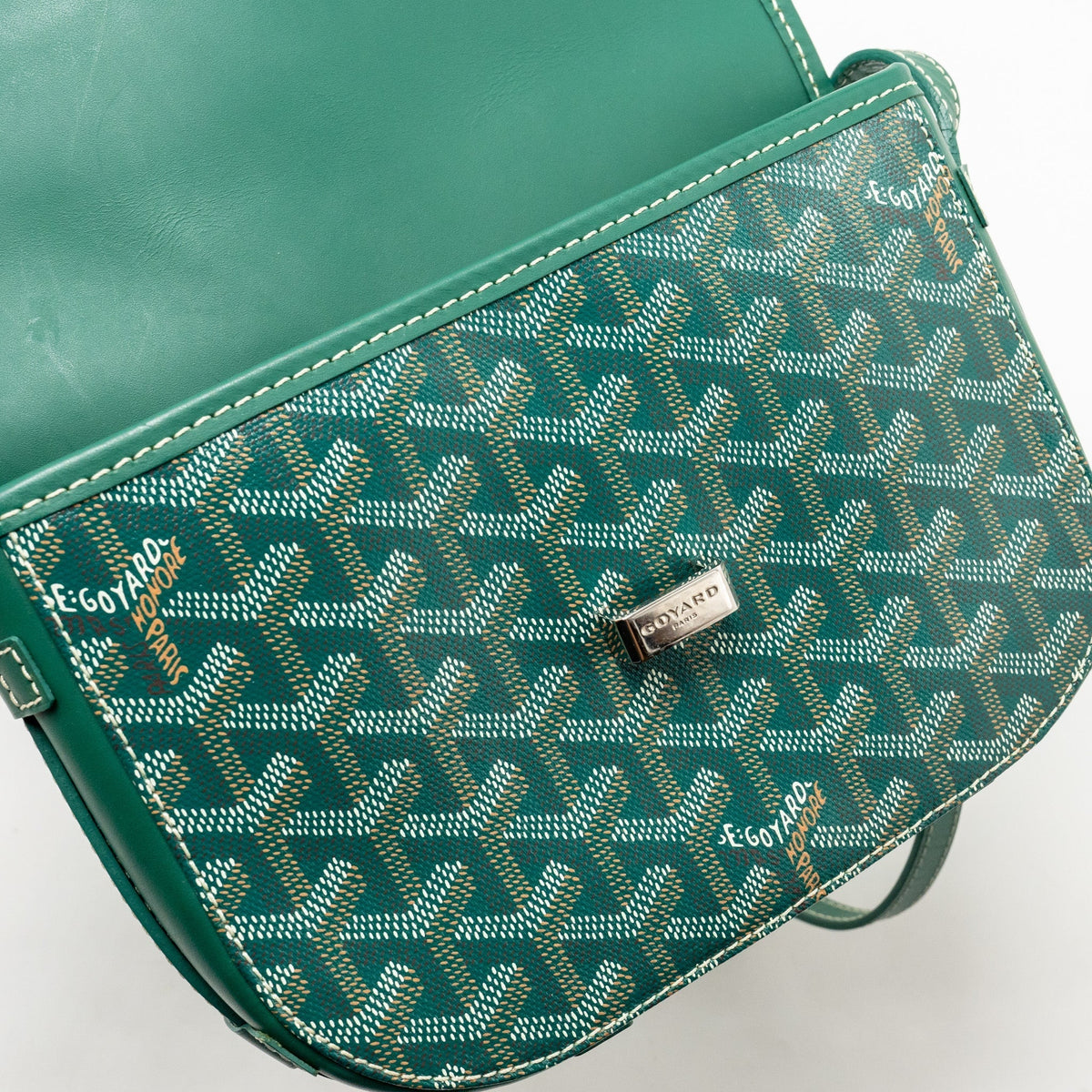 Goyard Belvedere PM Messenger Bag – Green Goyardine Canvas, Silver Hardware