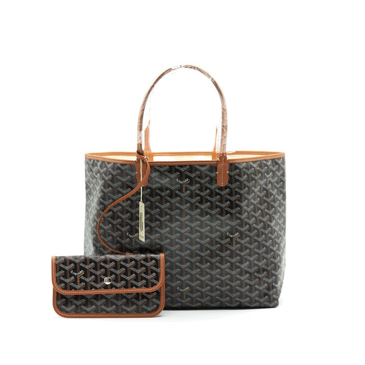 Goyard Saint Louis Tote PM – Brown & Black Goyardine Canvas, Silver Hardware