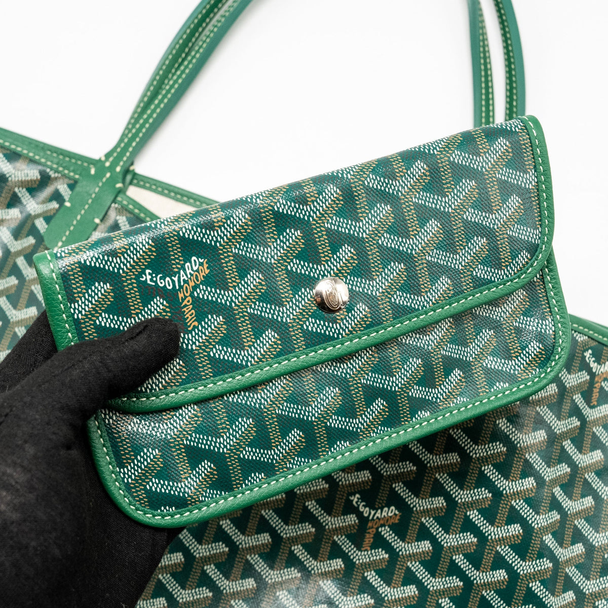 Goyard Saint Louis GM Tote Bag – Green Goyardine Canvas & Calfskin, Silver Hardware